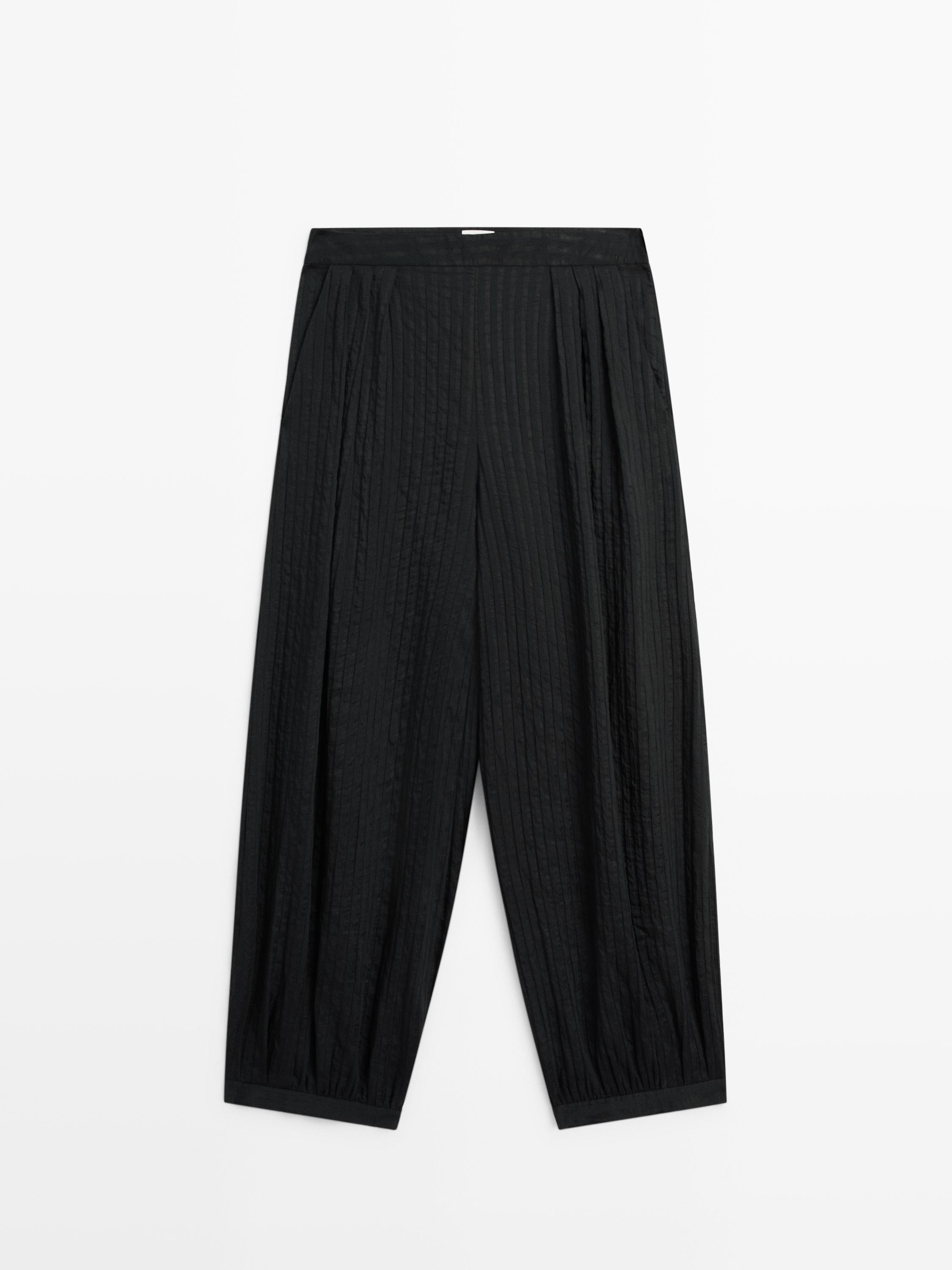 Flowing linen blend sarouel trousers